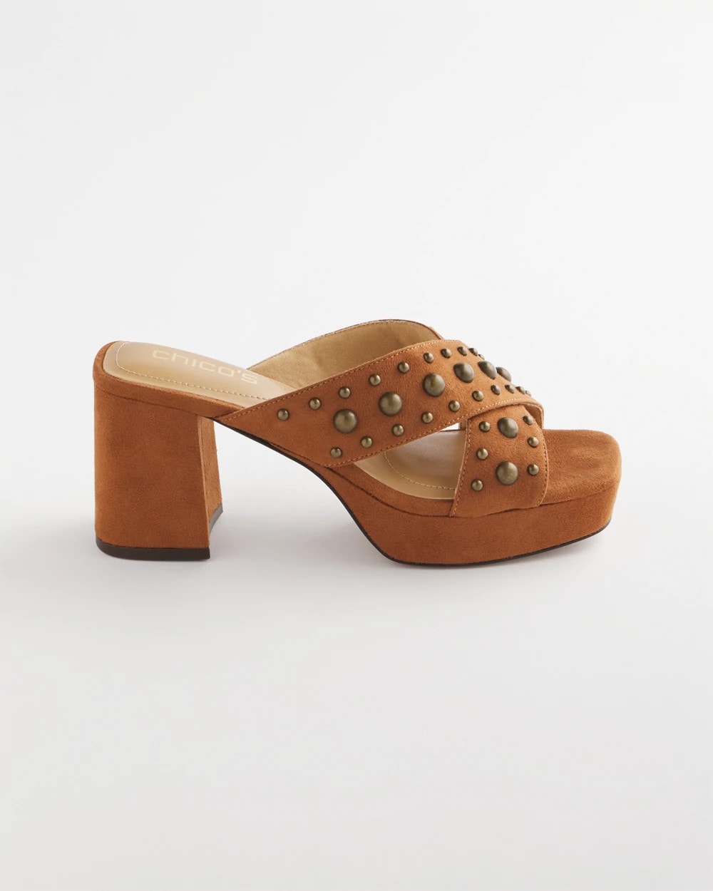 Cognac Vale Western Suede Block Heels