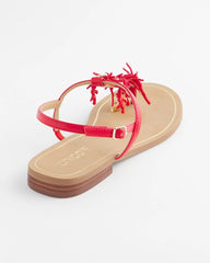 Red Coral Beach T-Strap Sandals