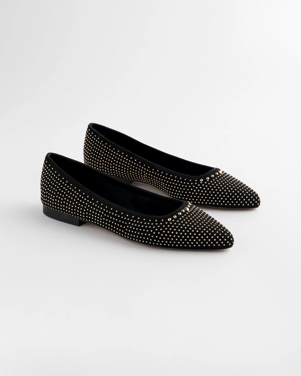 Black Suede Studded Flats