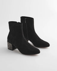 Black Embellished Destiny Art Deco Boot Heels