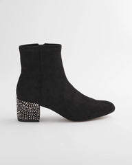 Black Embellished Destiny Art Deco Boot Heels