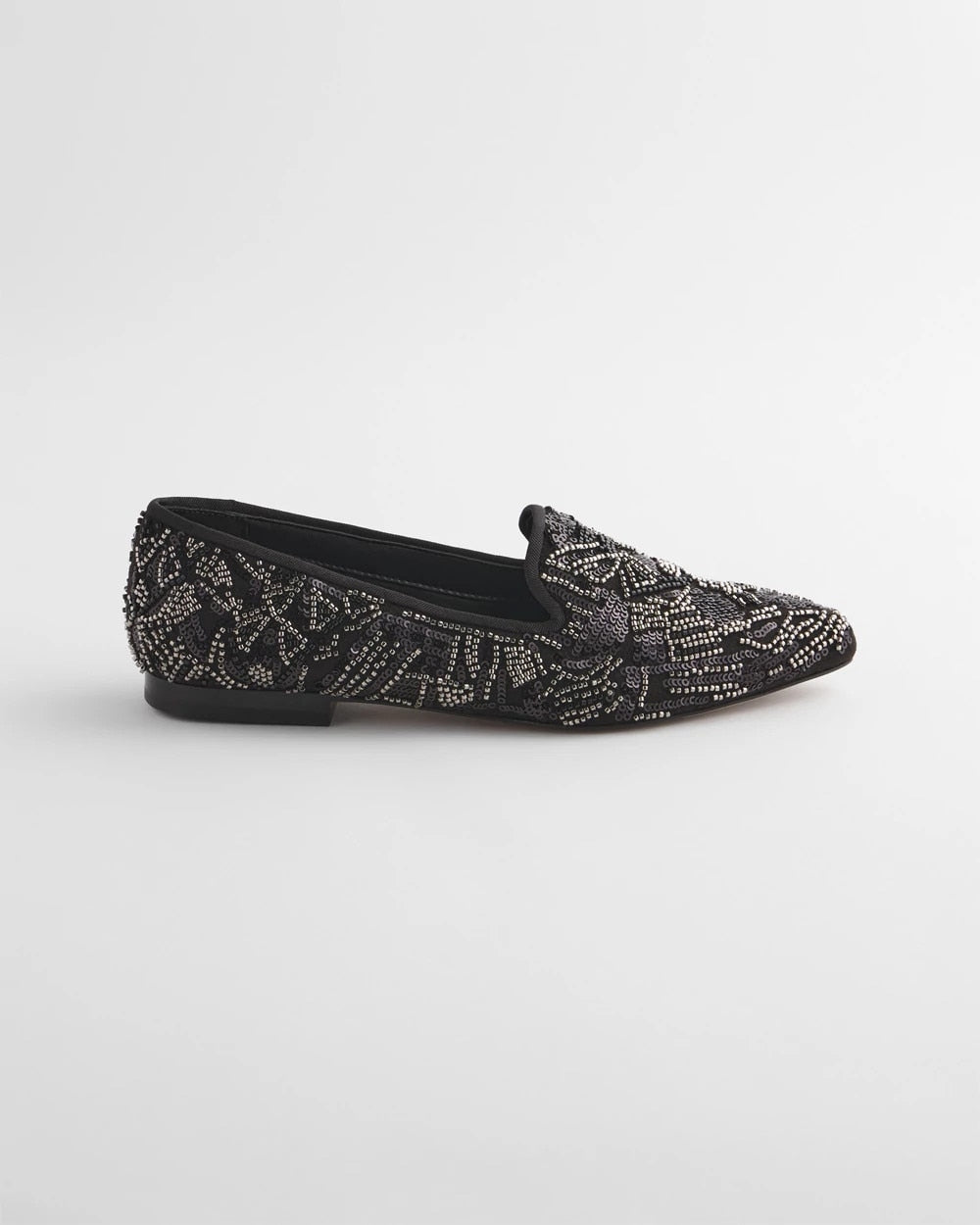 Black Gwyn Art Deco Beaded Flats