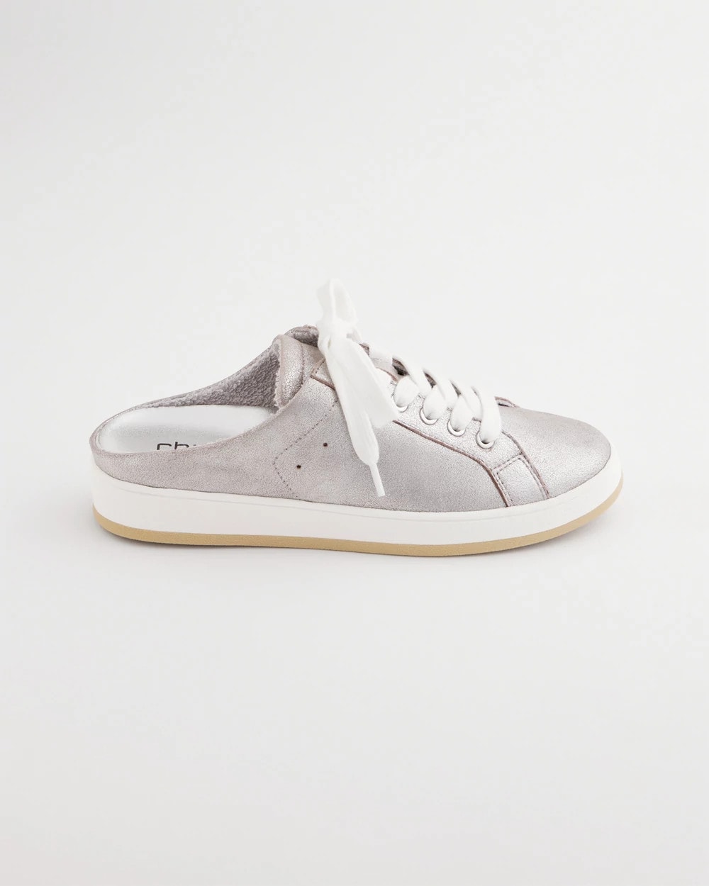 Metallic Silver Metallic Snap Slip-On Sneakers
