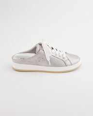 Metallic Silver Metallic Snap Slip-On Sneakers