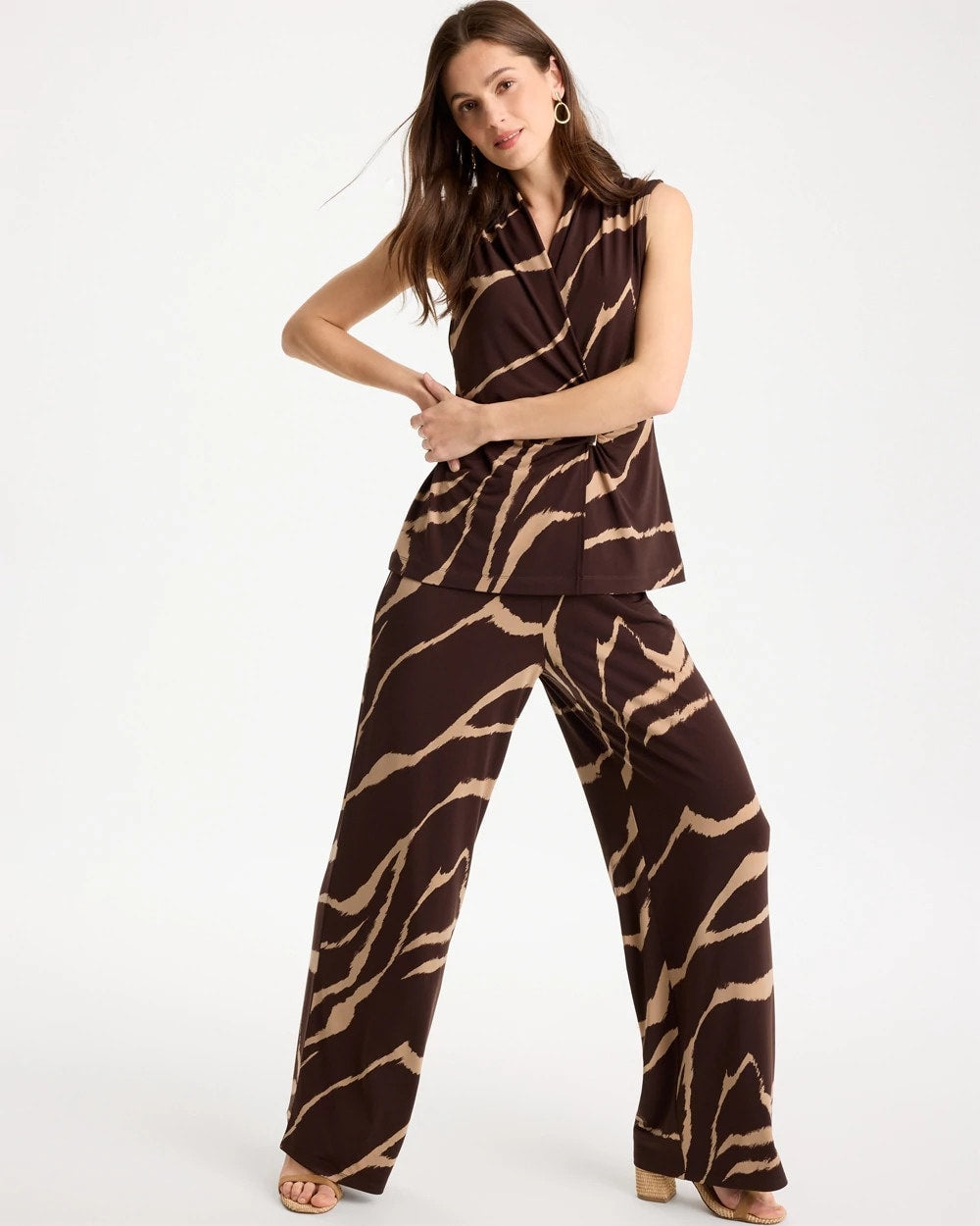 Cocoa Bean Travelers™ Zebra Knit Wide-Leg Pants