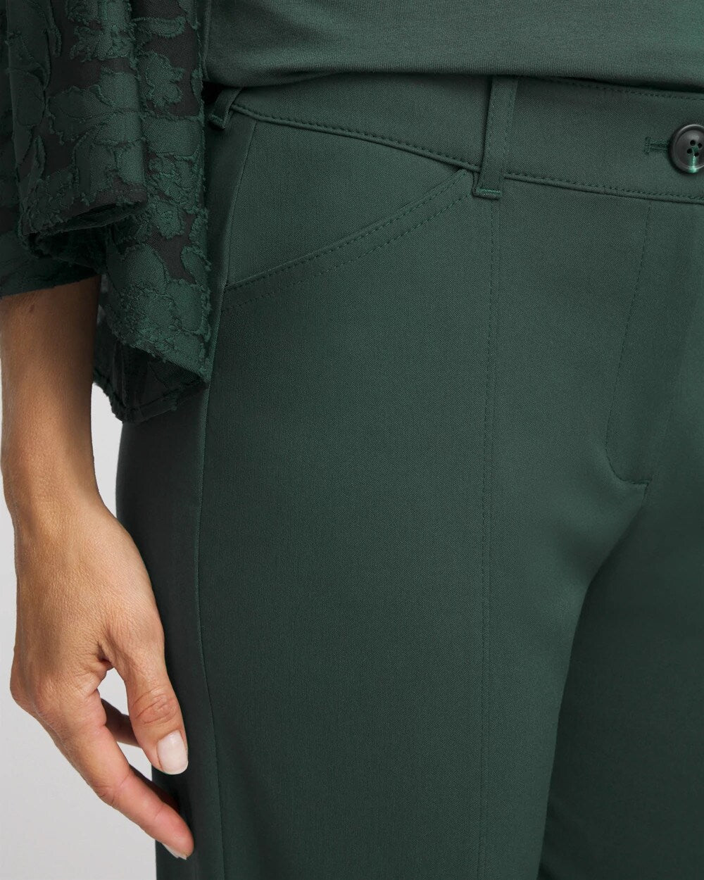 Darkest Spruce Petite Bi-Stretch Straight Ankle Pants