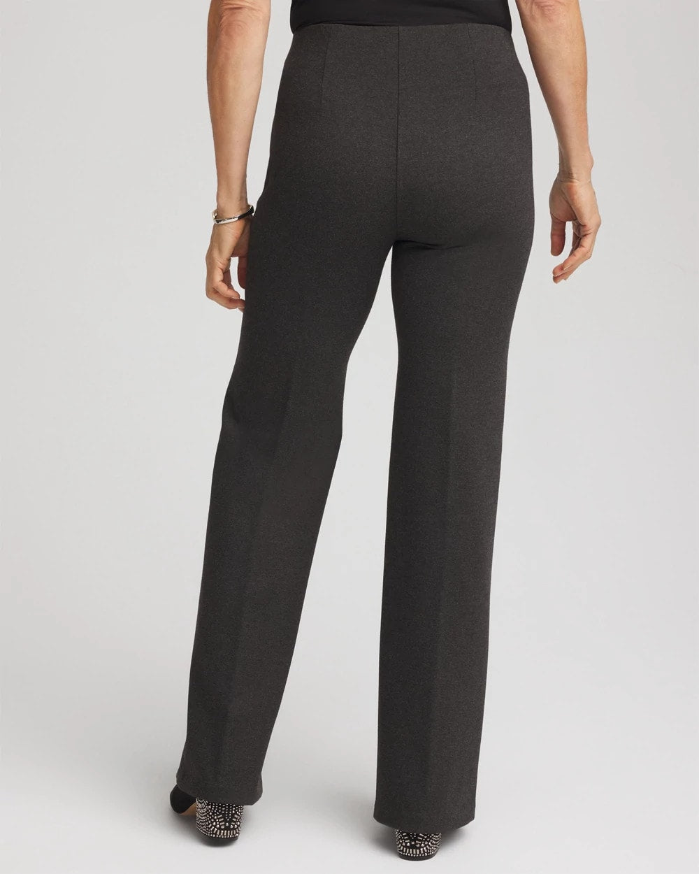 Graphite Heather Gray Petite Juliet Wide Full-Length Ponte Pants