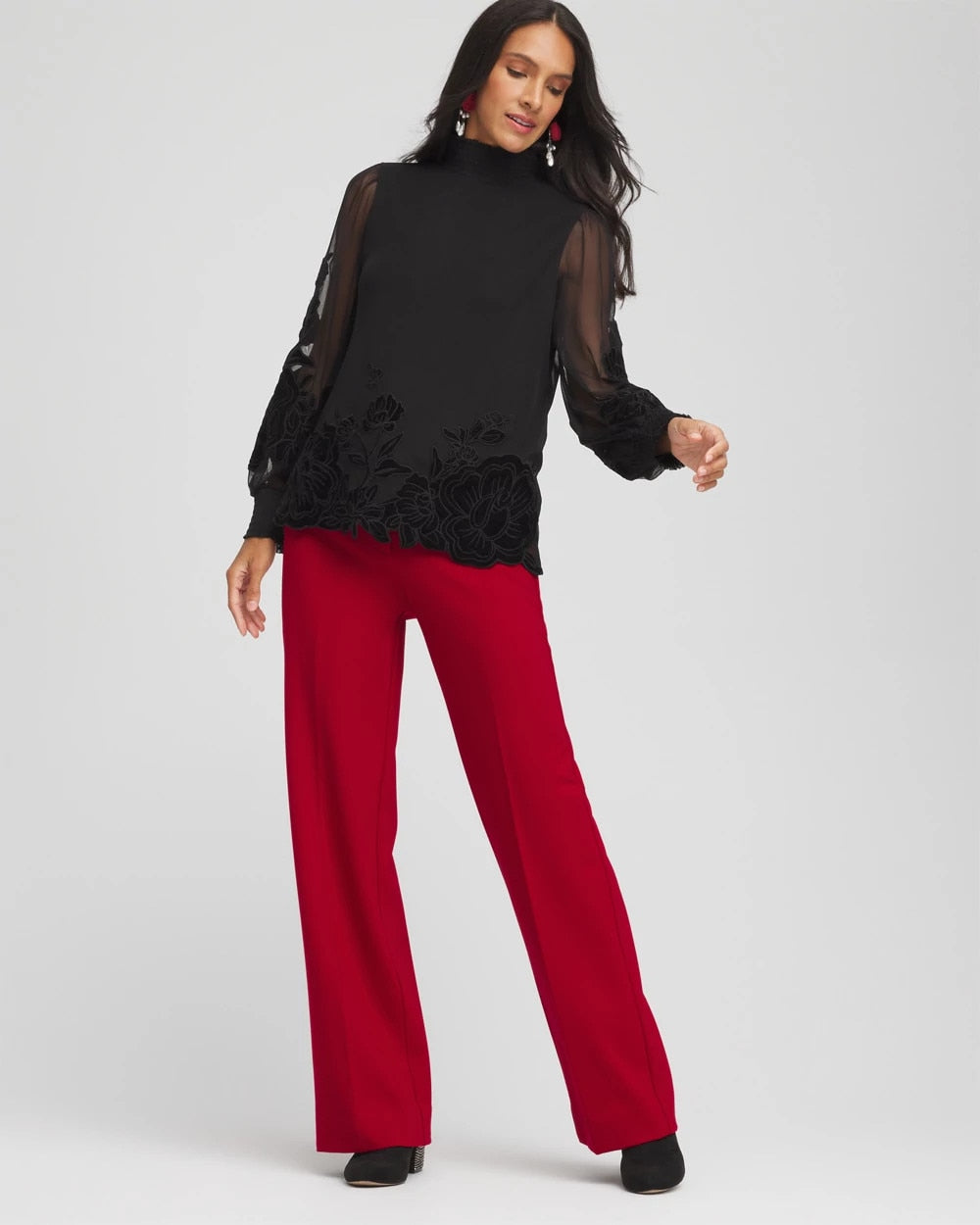 Carmine Red Emme Wide-Leg Trouser Ponte Pants