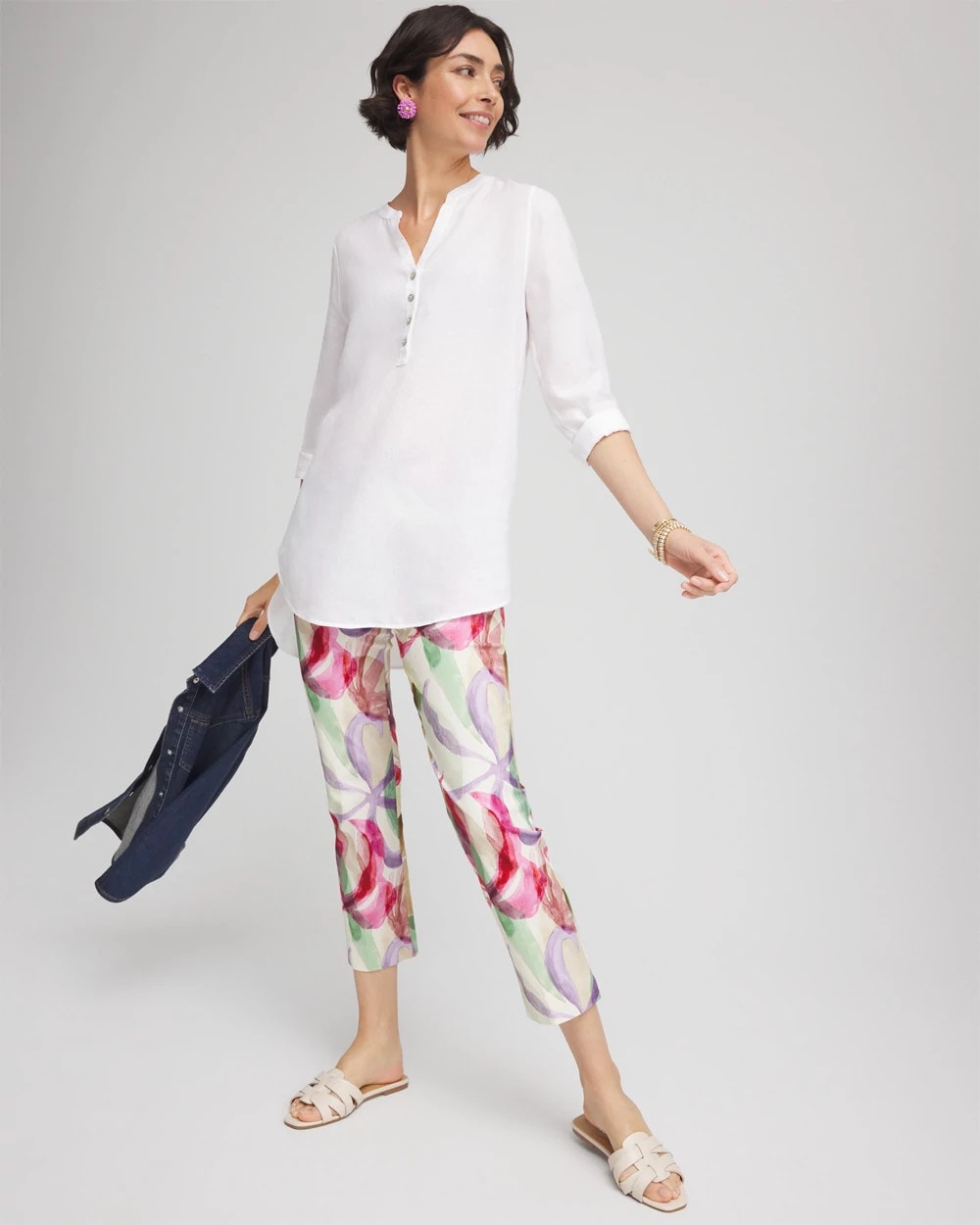 Ecru Brigitte™ Slub Slim Cropped Pants