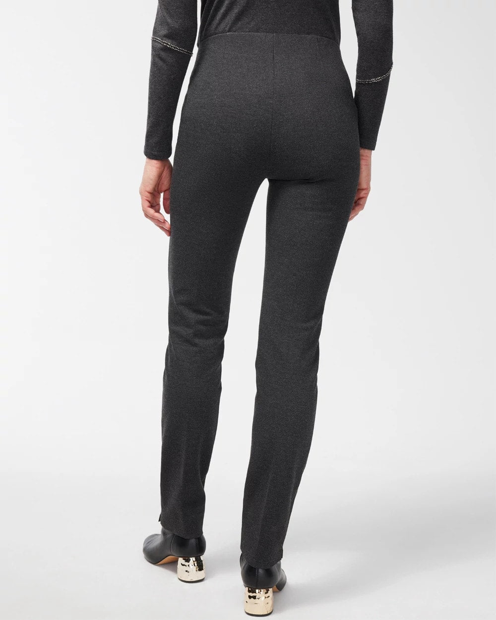 Graphite Heather Gray Juliet Trim Detail Ponte Pants