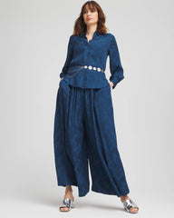 Seaport Jacquard Culotte Wide-Leg Pants