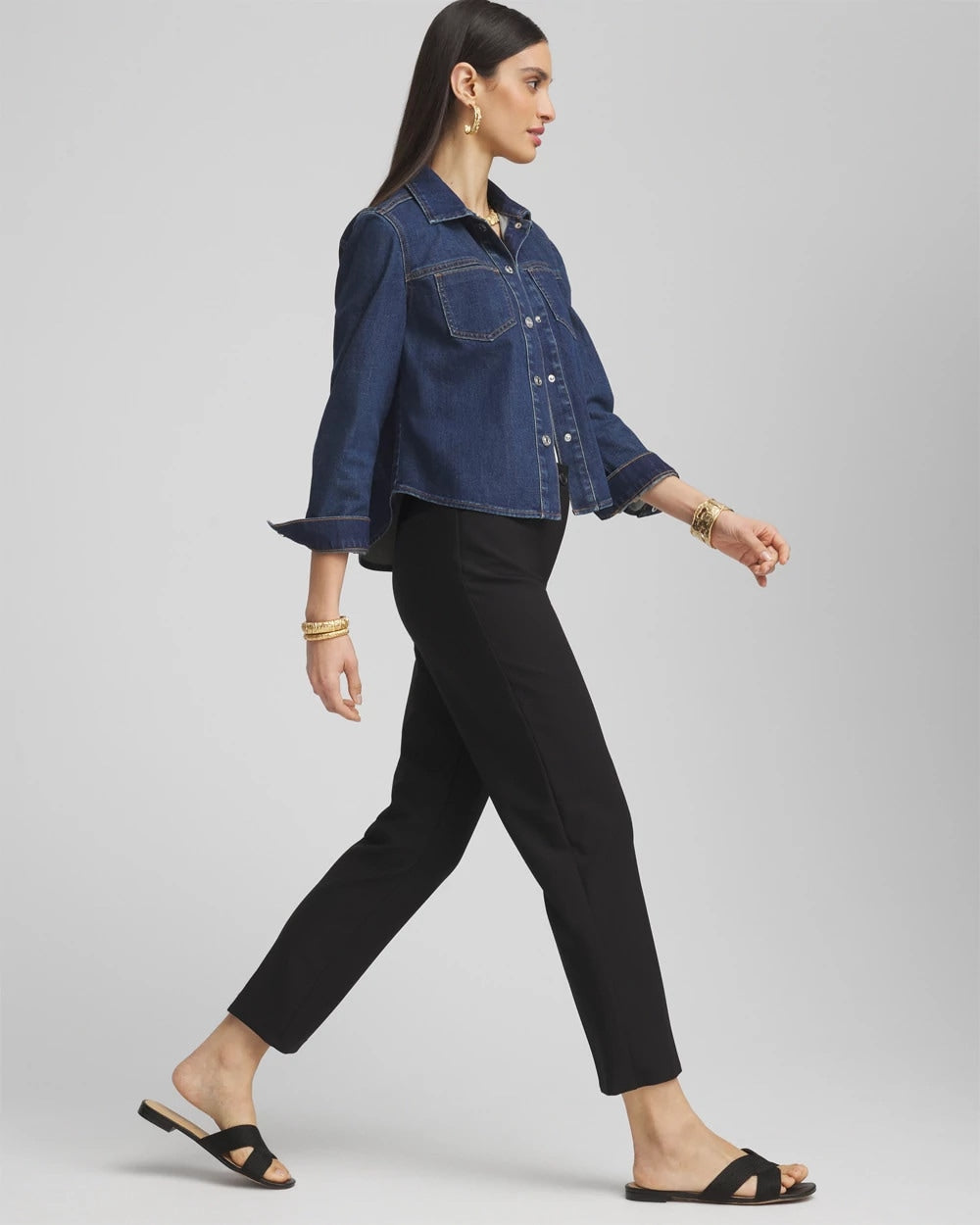 Black Lightweight Juliet Straight Ankle Pants