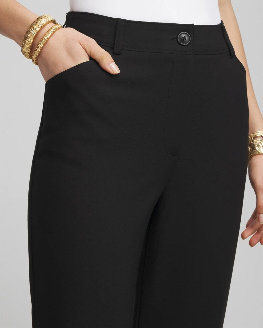 Black Lightweight Juliet Straight Ankle Pants