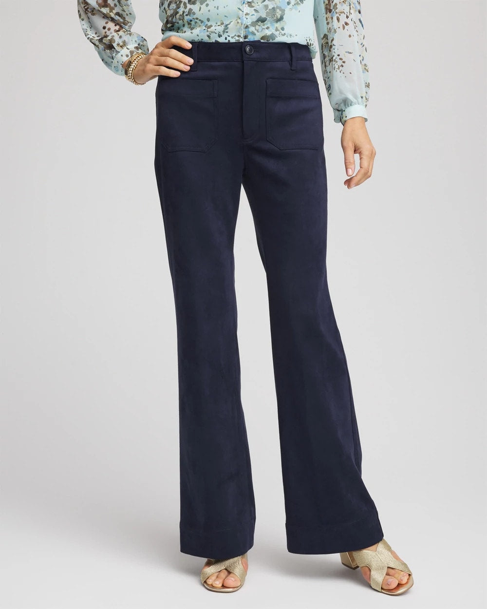 Passport Blue Faux Suede Bootcut Ankle Pants