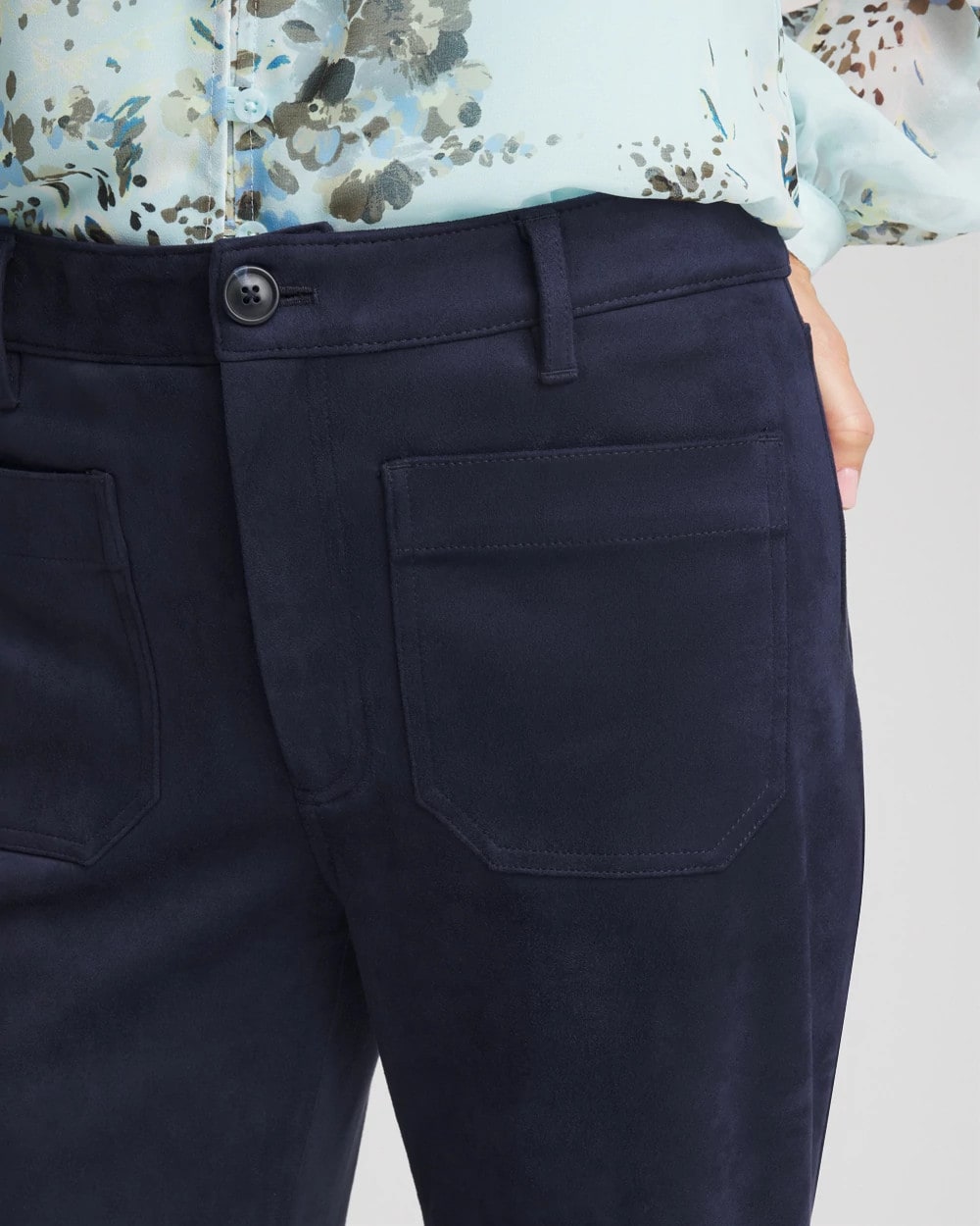Passport Blue Faux Suede Bootcut Ankle Pants