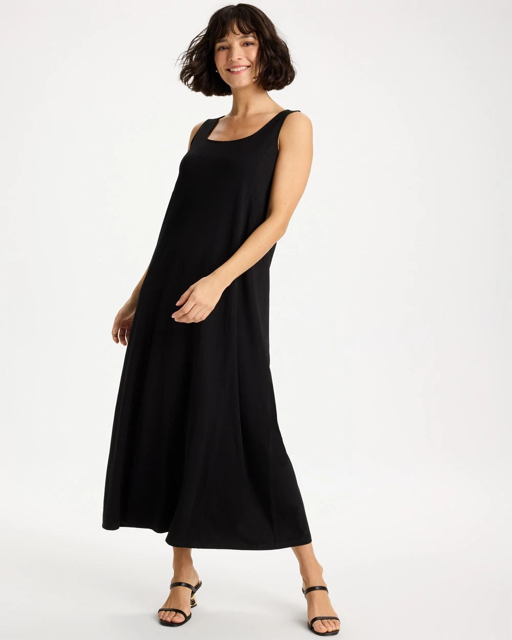 Black Ponte Seamed Maxi Dress