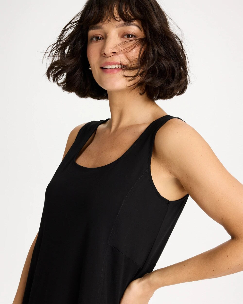 Black Ponte Seamed Maxi Dress