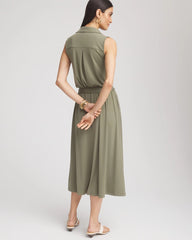 Dusty Olive Travelers™ Knit Sleeveless Shirtdress