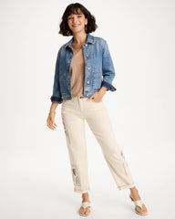 Natural Seeded Patchwork Relaxed Boyfriend Jean