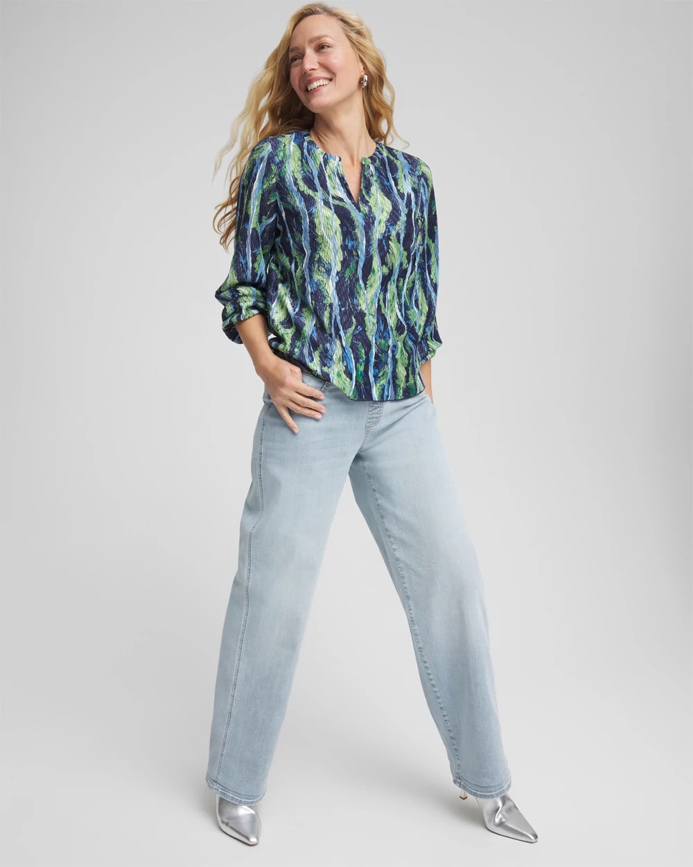 Delphinia Indigo Petite Pull-On Wide-Leg Jeans