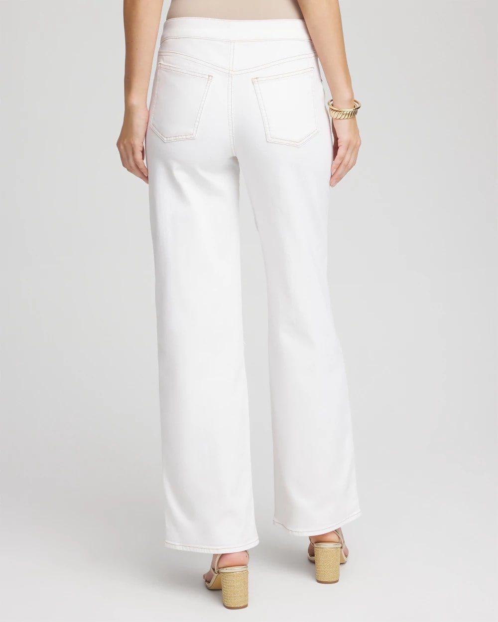 Natural Seeded Petite Seeded Pull-On Wide-Leg Jeans