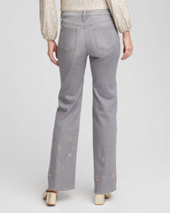 Le Havre Wash Rose Gold Embellished Girlfriend Flared Jeans