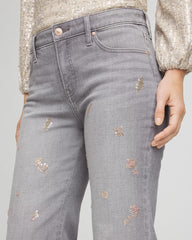 Le Havre Wash Rose Gold Embellished Girlfriend Flared Jeans