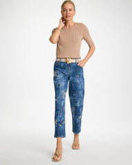 Daphne Indigo Relaxed Embroidered Boyfriend Jean