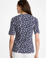 Passport Blue Printed Pima V-Neck Tee