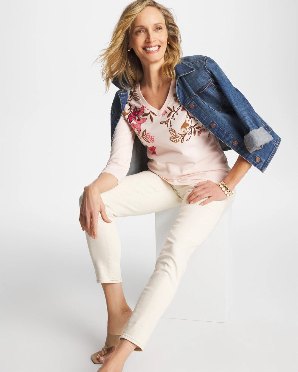 Siesta Rose Stretch-Cotton 3/4 Sleeve Perfect Tee