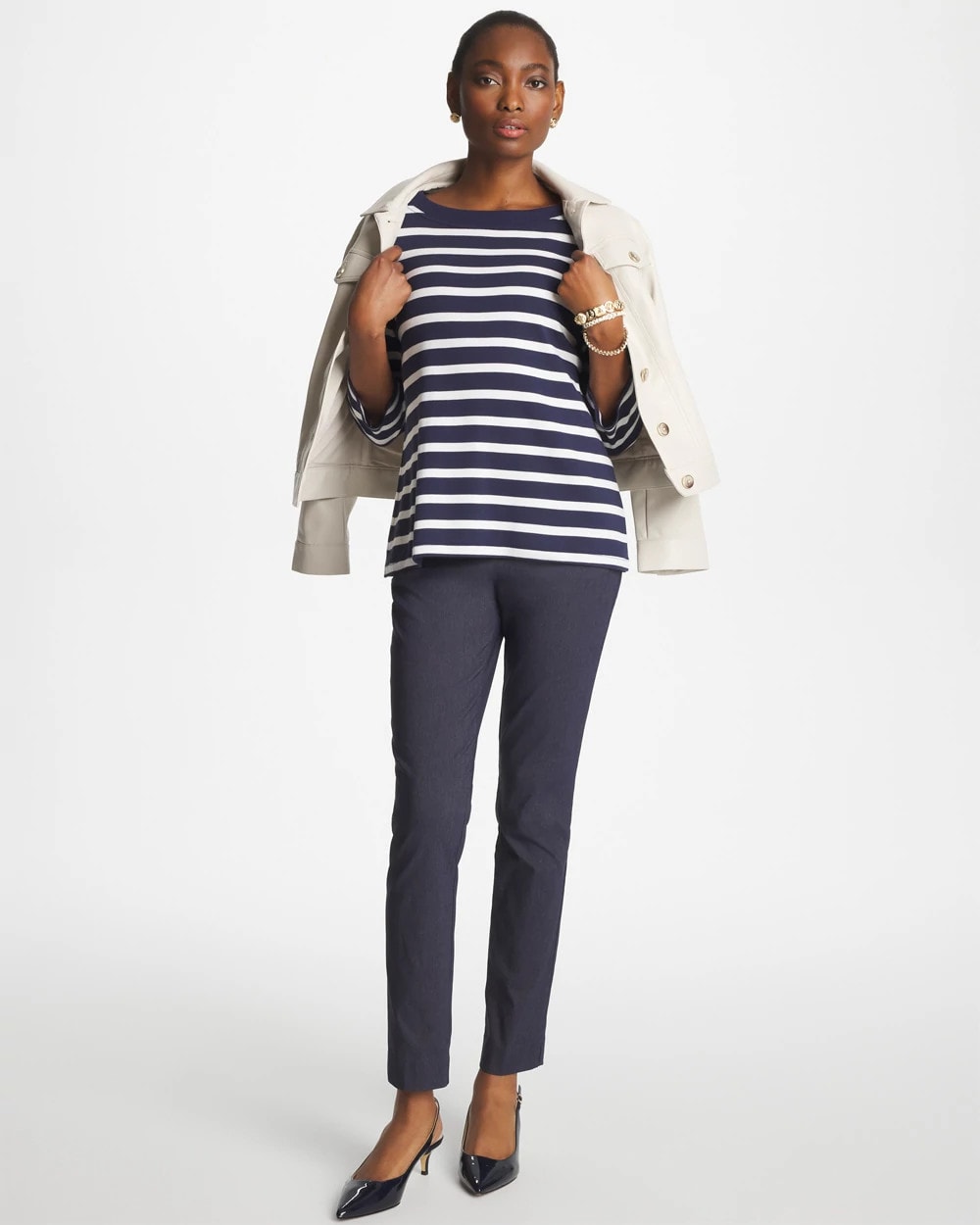 Passport Blue Pima 3/4 Sleeve Tee