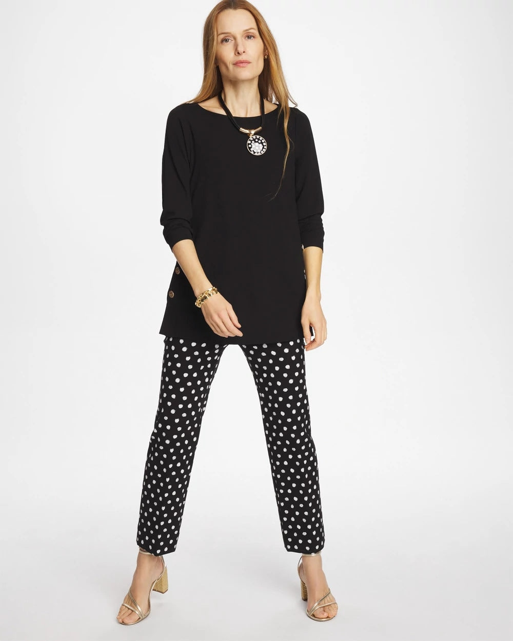 Black Matte Jersey Button Tunic