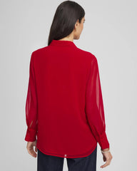 Carmine Red Pintuck Georgette Tunic