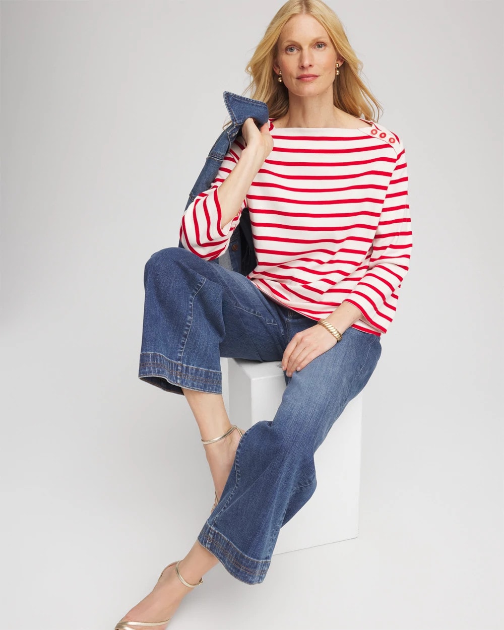 Love Letter Red Bateau Neck Stripe Top