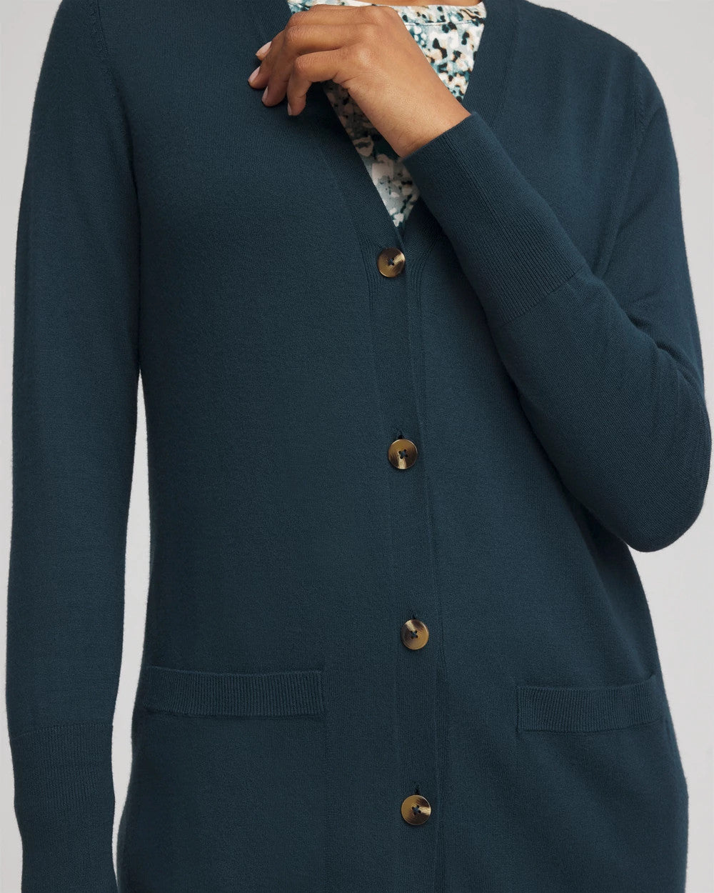 Teal Shadow Ella Pocketed Cardigan Sweater