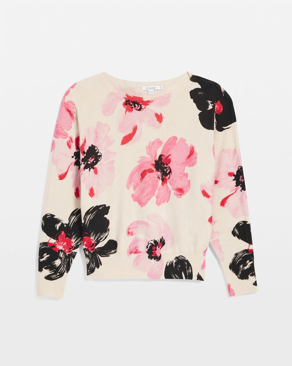 Sweet Blossom Printed Bateau Dolman Pullover