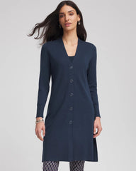 Passport Blue Novelty Duster Button Cardigan
