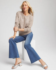 Smokey Taupe Floral Sequined Pullover