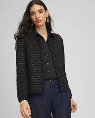 Black Shine Cropped Cardigan