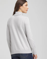 Silver Glitter Metallic Turtleneck Pullover Sweaters