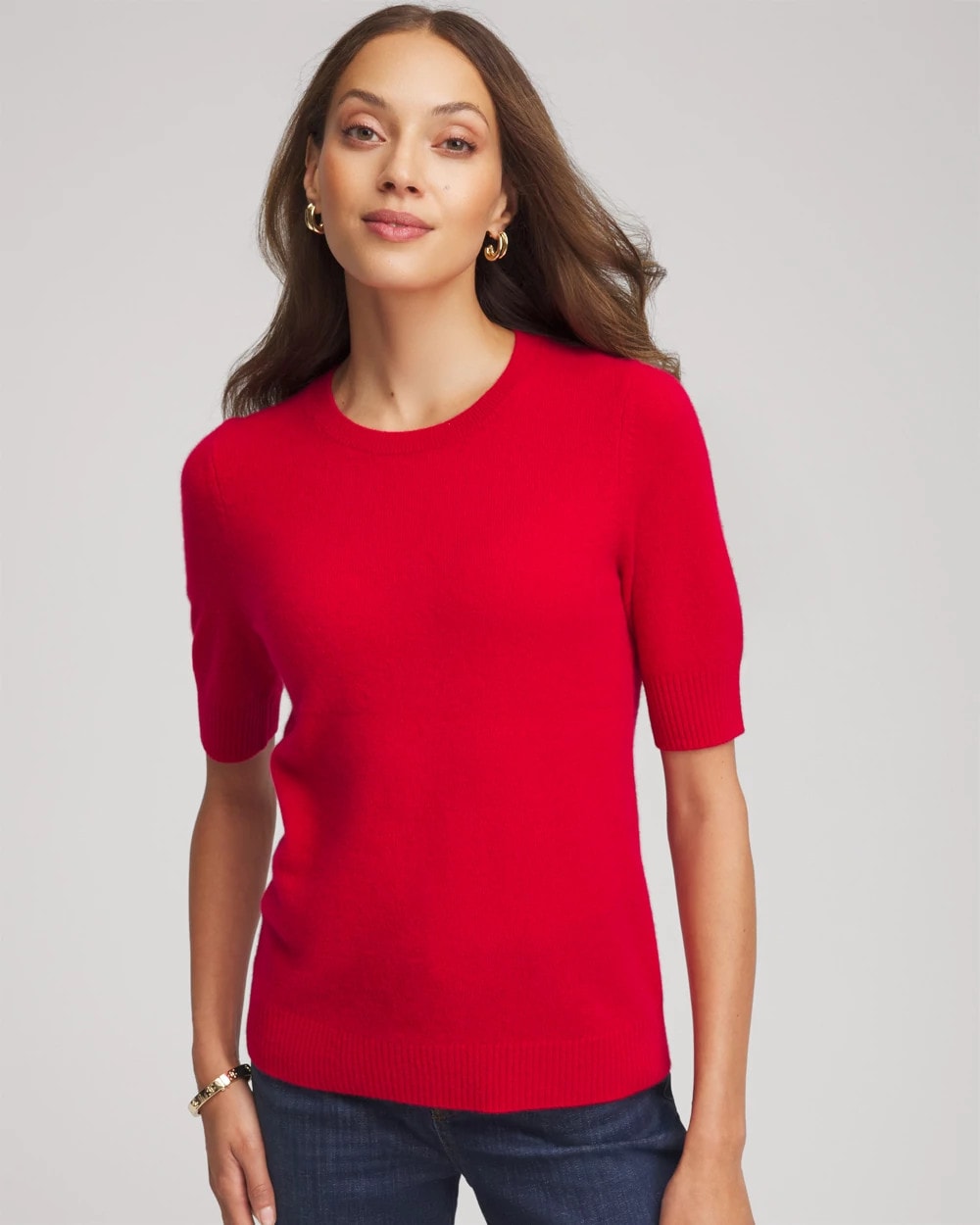 Red Crewneck Cashmere Pullover Sweater
