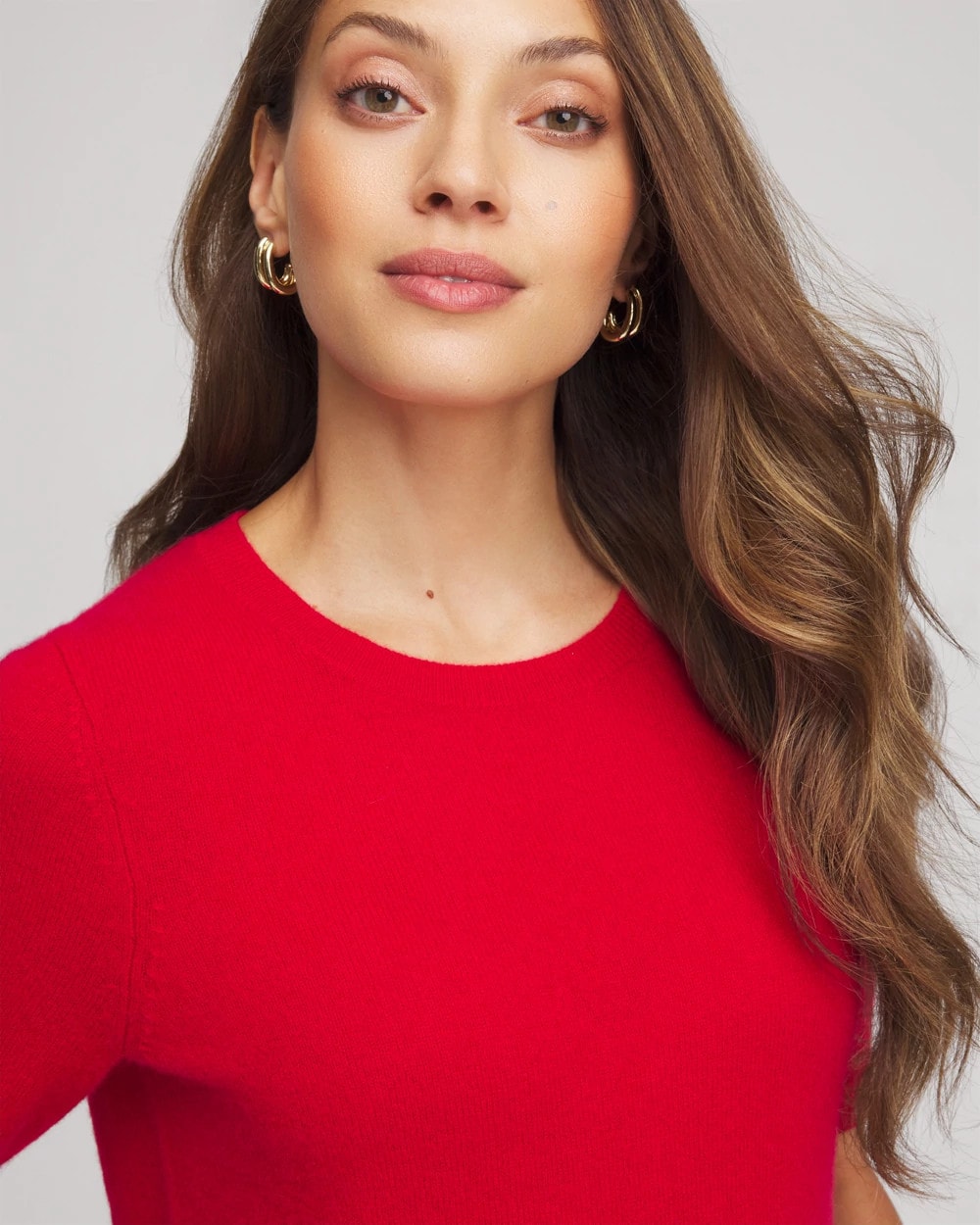 Red Crewneck Cashmere Pullover Sweater