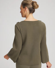Nettle Leaf Appliqué Flared-Sleeve Sweater