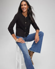 Black V-Day Embroidered Crewneck Cardigan