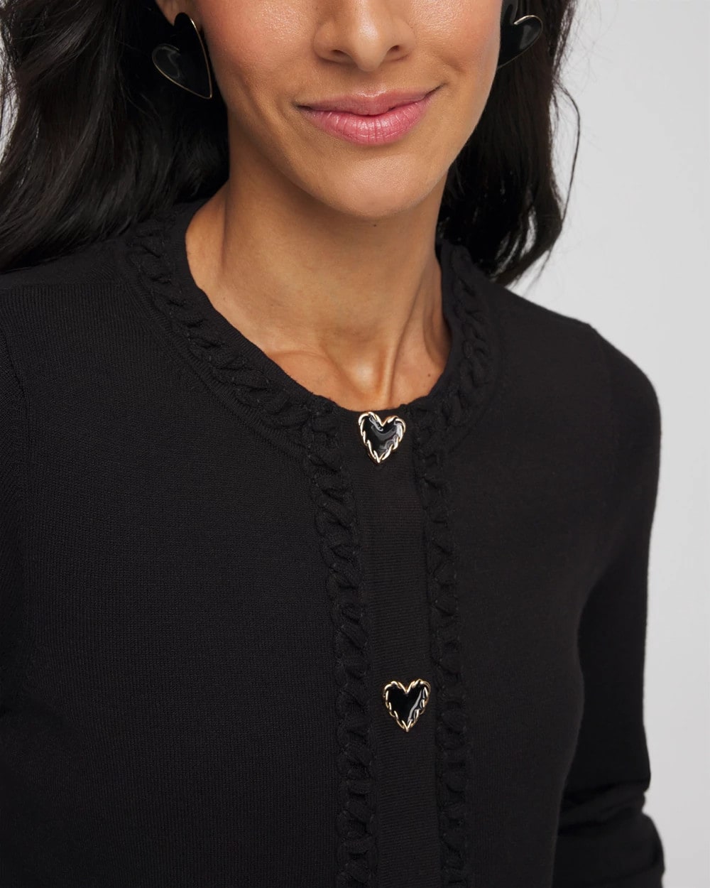 Black V-Day Embroidered Crewneck Cardigan