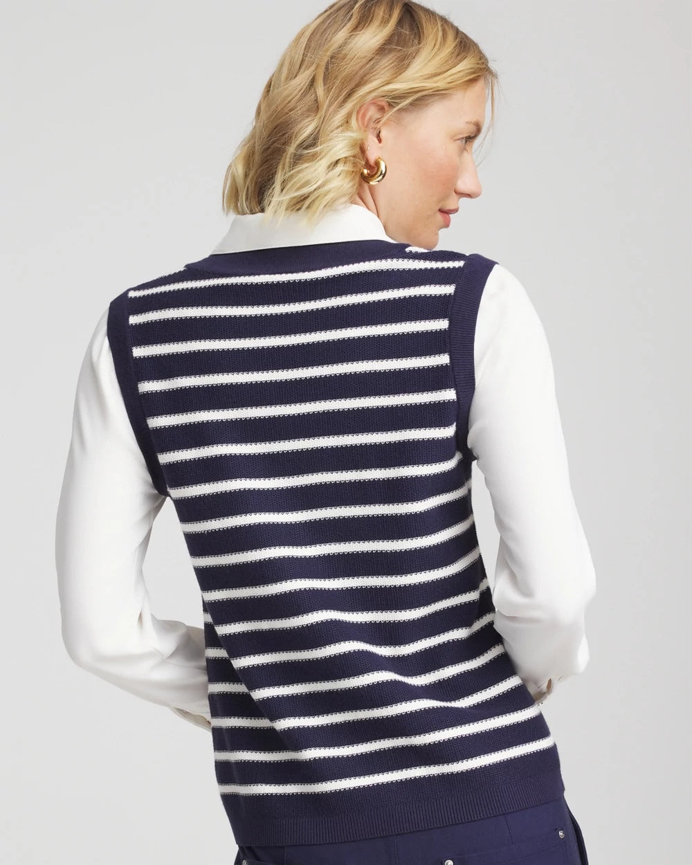 Passport Blue Striped V-Neck 2 in 1 Sweater Vest