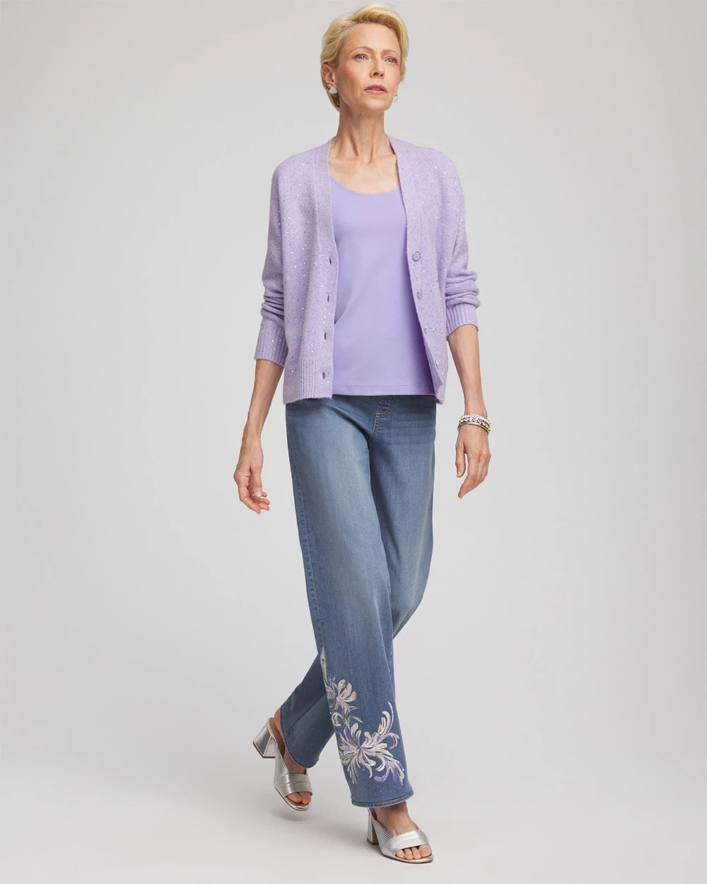 Lilac Mist Shine Boyfriend Cardigan