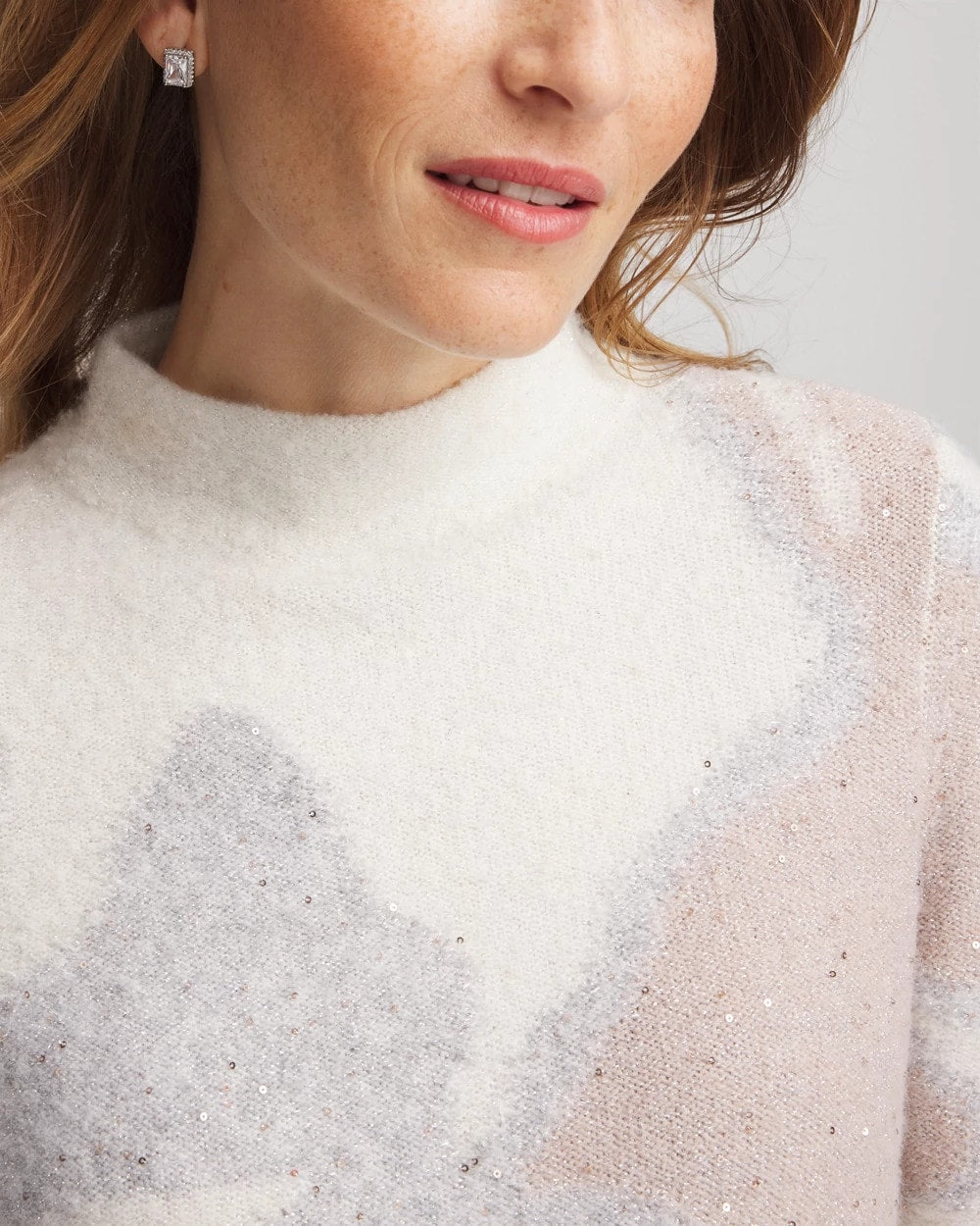 Birch Bark Bloom Metallic Intarsia Pullover Sweater
