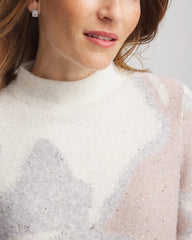Birch Bark Bloom Metallic Intarsia Pullover Sweater