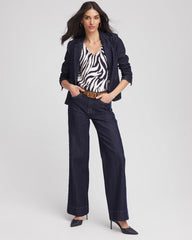 Passport Blue Ella Zebra V-Neck Pullover Sweater